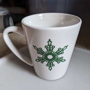White Mug with Green Snowflake - RARE!! By DesignPac